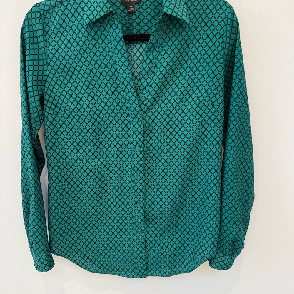 Ann Taylor Teal Geometric Men's Shirt
